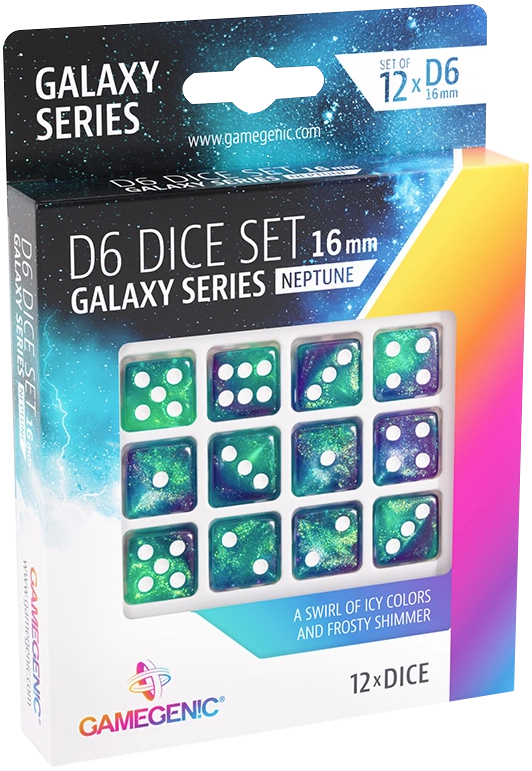 GameGenic - D6 Dice Set 16mm - Galaxy Series - Neptune (12)